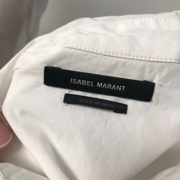 Isabel Marant Derron Top Blouse Womens 38 Large White Cropped Eyelet Button Up - Picture 7 of 9